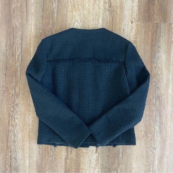 NWT Zara Structured Tweed Wool Blend Blazer Black Gold Buttons Size XS - Picture 4 of 10